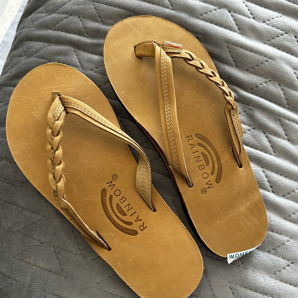 Rainbow flip flops